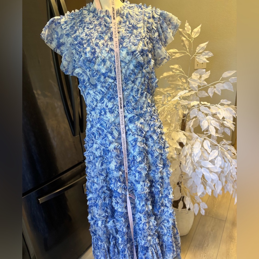 Mac Duggal Blue and White Midi Dress - Picture 6 of 16